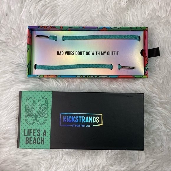 Kickstrands teal blue green shoe laces life’s a beach - Picture 3 of 8